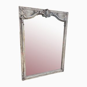 Large Antique 19th Century French Shaped Top Painted Mirror