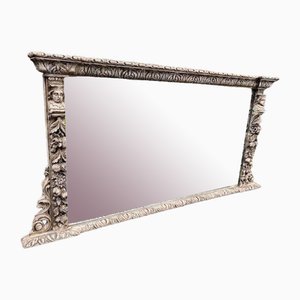 Large Antique English Ornate Carved Wood Framed Mirror