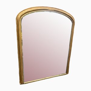 Antique English Arched Top Gilt Overmantle Mirror