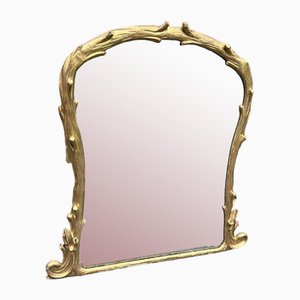 Large Antique English Shaped Gilt Overmantle Mirror