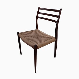 Model 78 Rosewood Dining Chair with Papercord from J.L. Møllers, Reupholstered,1960s