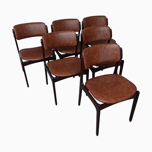 Dining Chairs in Tanned Oak Reupholstery, Customizable Reupholstery, 1960s, Set of 6