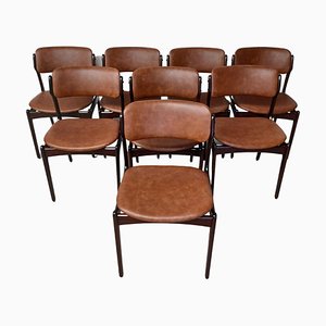 Dining Chairs in Stained Oak by Erik Buck, Customizable Reupholstery, 1960s, Set of 8