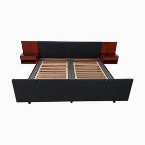 Fully Restored Queen Size Teak Bed with Nightstands by Hans J. Wegner for Getama, 1960s