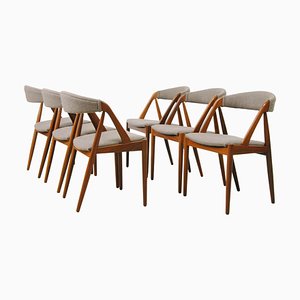 Sillas de comedor de teca de Kai Kristiansen para Andersen Møbelfabrik, restauradas con tapicería personalizable, años 60. Juego de 6