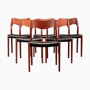 Teak & Gepolsterte Esszimmerstühle von Niels Otto Møller, Personalisierbare Neupolsterung, 1960er, 6 . Set