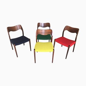 Vintage Rosewood Dining Chairs from J.L. Møllers, Customizable Reupholstery, 1950s, Set of 4
