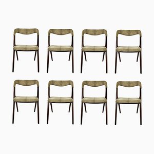 Sedie da pranzo in teak di Johannes Andersen, Rivestimento personalizzabile, anni '60, set di 8
