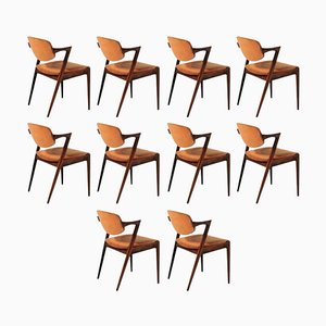 Sillas de comedor de palisandro de Kai Kristiansen para Andersen Møbelfabrik, personalizables, años 60. Juego de 10