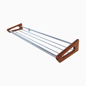 Fully Restored Hat Shelf / Coat Rack in Teak and Steel attributed to Børge Mogensen for Søborg Møbelfabrik, 1960s