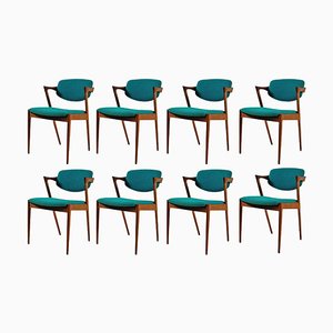 Sillas de comedor de teca de Andersen Møbelfabrik, personalizables, años 60. Juego de 8