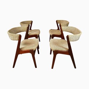 Sillas de comedor de teca de Kai Kristiansen con tapicería personalizable, años 60. Juego de 4