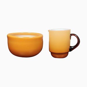 Pitcher and Bowl in Glass by Michael Bang for Holmegaard, 1970s, Set of 2