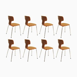 Sillas T o Sillas Hammer de Arne Jacobsen para Fritz Hansen, retapizadas, años 60. Juego de 8