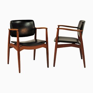 Set of Captains Chairs by Erik Buch, Restored with Customizable Reupholstery, 1960s