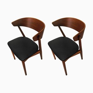 Set of Vintage Danish Dining Chairs in Teak and Oak by Helge Sibast, Reupholstered, 1960s