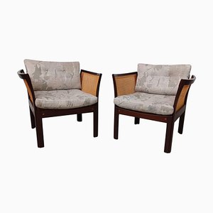 Set of Danish Plexus Easy Chairs in Mahogany by Illum Vikkelso for CFC Silkeborg, Restored, 1960s