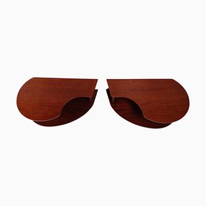 Tables de Chevet Flottantes en Teck Entièrement Restaurées par Sigfred Omann, Danemark, 1960s, Set de 2