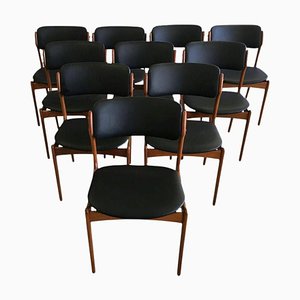 Teak Dining Chairs by Erik Buck, Customizable Reupholstery, 1960s, Set of 10