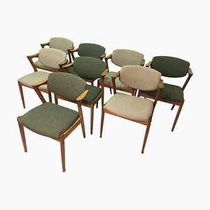 Sillas de comedor de roble de Kai Kristiansen para Andersen Møbelfabrik con tapicería personalizable, años 60. Juego de 8