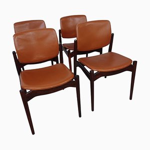Sillas de comedor de palisandro de Erik Buck con tapicería personalizable, años 60. Juego de 4