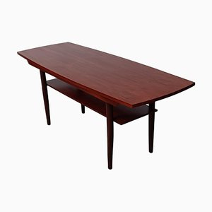 Mesa de centro danesa completamente restaurada de teca, años 60