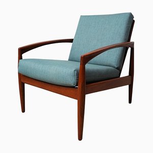Teak Paper Knife Lounge Chair by Kai Kristiansen for Magnus Olesen, Customizable Reupholstery, 1960s