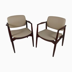 Set of Model 67 Captains Chair in Teak by Erik Buck, Customizable Reupholstery, 1960s