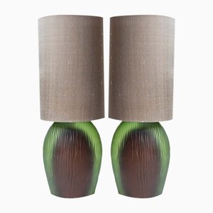 Lampes de Bureau Vert de Murano, 1980s, Set de 2