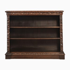 Carved Oak Open Bookcase, 1890s