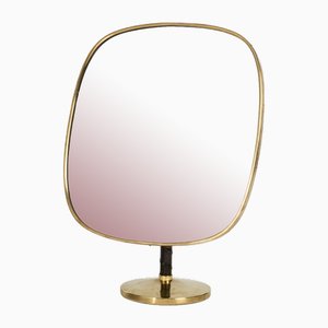 Specchio da tavolo modernista in ottone di David Rosén, anni '50