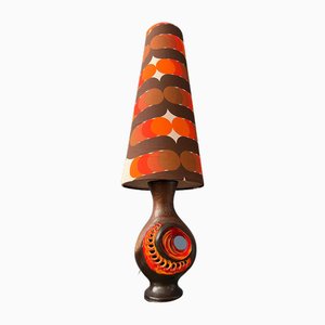 Orange Ceramic Floor Lamp with Dotted Shade, West Germany