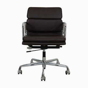 EA-217 Office Chair in Dark Brown Leather by Charles Eames, 2000s