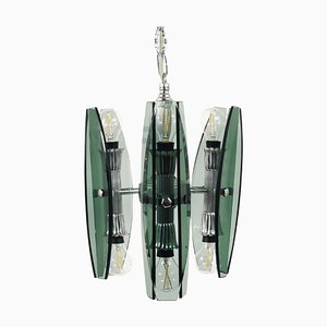 Glass and Chrome Pendant Light by Veca Murano, 1970s