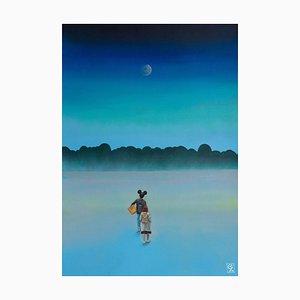 Gozo, Nocturnal Walk, Acrylic on Paper, 2024