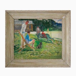 Marguerite Mary Darbour, The Tennis Court, Oil on Canvas, 1930s