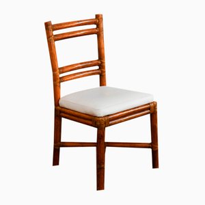 Dining Chairs in Rattan with Leather Bindings and Leather Cushions by Elinor and John McGuire for McGuire, 1970s, Set of 4