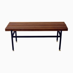 Vintage Bank mit Holzlatten auf Metallgestell, 1960er