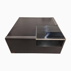 Table Basse Carrée Vintage en Verre et Laiton, 1960s