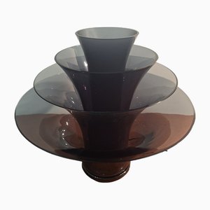 Petal Table Lamp with 4 Fume Glasses and Floral Motifs