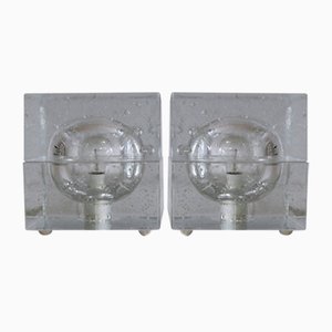 Hand Blown Cubic Table Lamps by Müller & Zimmer, 1970s, Set of 2