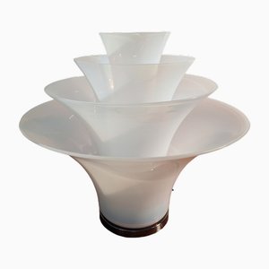 Table Lamp Petal Model with 4 Opalescent Glasses and Floral Motifs from Murano