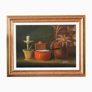 Giuliano Ottaviani, Still Life, 1980s, Oil on Canvas, Framed