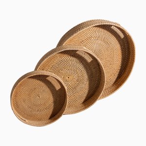 Indonesian Artisanal Wicker Baskets in Natural Wicker, Set of 3