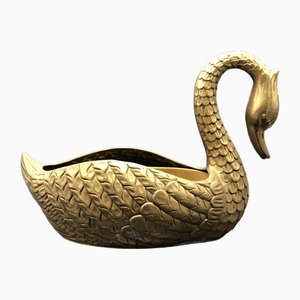 Mid-Century Brass Swan Bowl from Unbekannt, 1950s