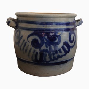 Vaso in gres grigio e blu cobalto, Germania, fine XIX secolo