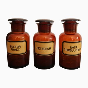 Barattoli in vetro da farmacia dell'inizio del XX secolo, Germania, anni '20, set di 3