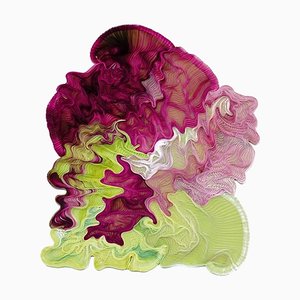 Hand Dyed and Pleated Artwork in Silk by Diana Bitar
