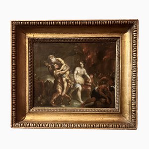 Flämischer Künstler, Aeneas auf der Flucht vor der Verbrennung Trojas, 17. Jh., Öl auf Leinwand, gerahmt