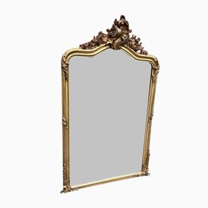 Large 19th Century French Shaped Top Gilt Mirror